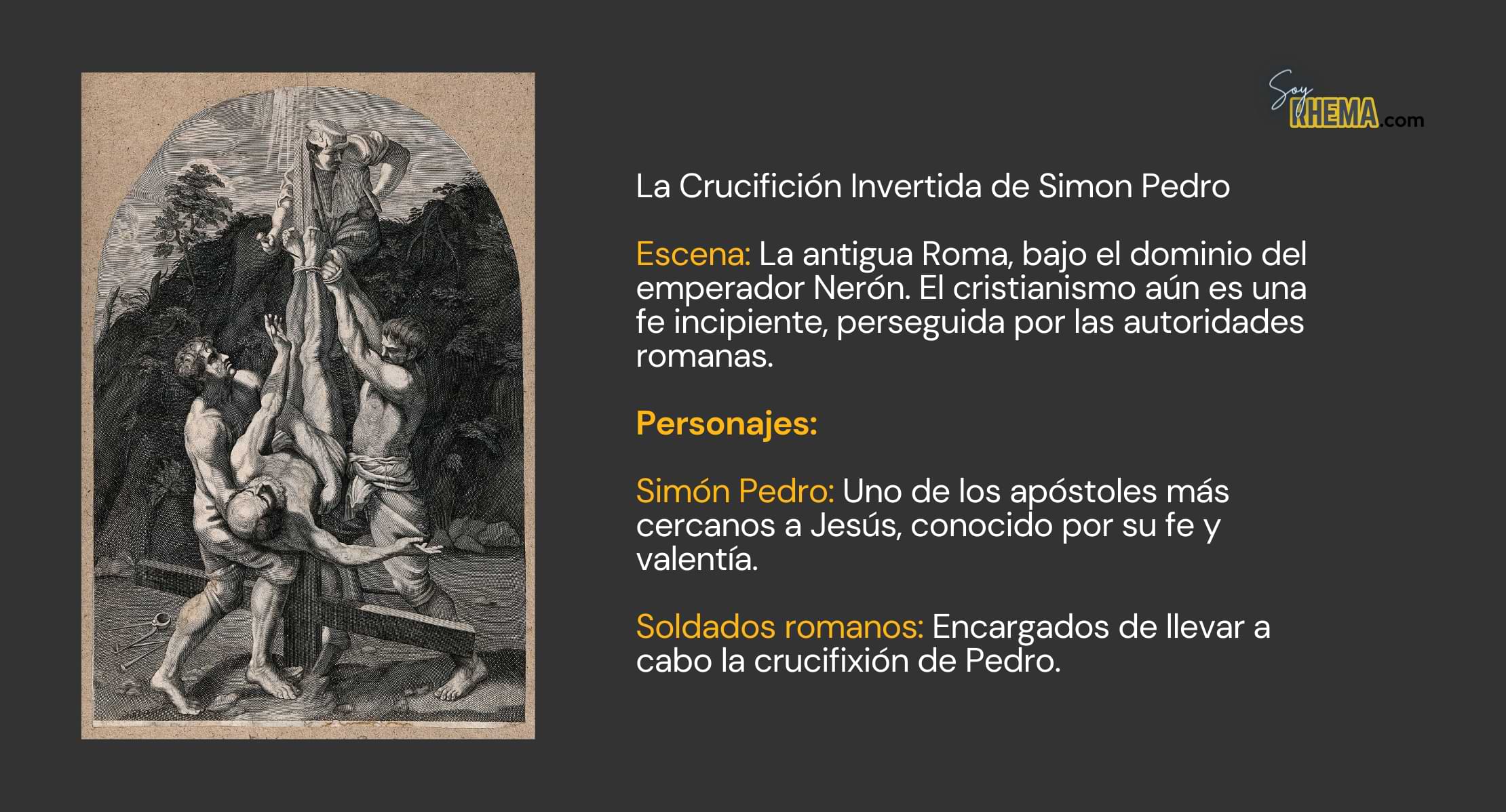 scena de la crucificcion invertida del apostol pedro